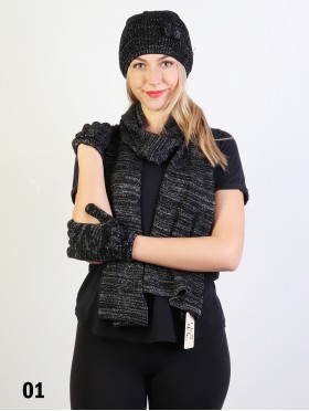 Fashion Bow-tie Knitted Set W/ (Scarf, Hat)